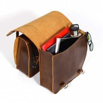 Bicycle panniers made of genuine leather