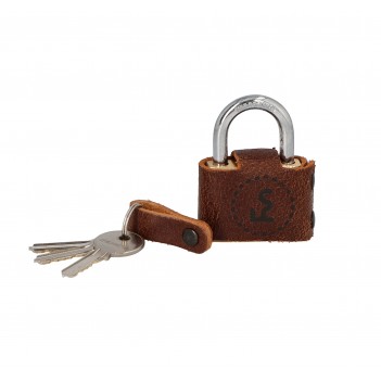Bicycle leather lock with brass padlock