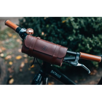 Leather saddlebag for bicycle