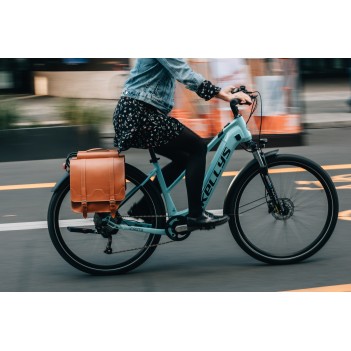 Leather panniers for bicycle